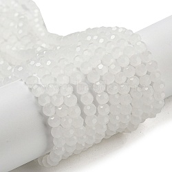 Imitation Jade Glass Beads Stands, Faceted, Round, White, 4mm, Hole: 0.7mm, about 87~93pcs/strand, 32~33cm(EGLA-A035-J4mm-D05)