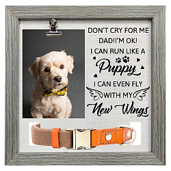 MDF Pet Photo Frames, for Tabletop Display Photo Frame, Square with Word, Gray, Wing, 230x230mm(DIY-WH0525-008)