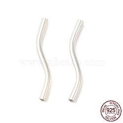 925 Sterling Silver Beads, Wavy Tube Beads, Silver, 19x1.5mm, Hole: 0.8mm, about 58pcs/10g(STER-NH0001-35A-S)