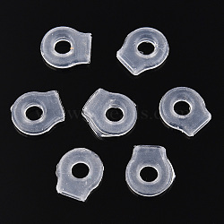 Comfort Silicone Clip on Earring Pads, Soft Anti-pain Pocket Style Cushions for for Clip-on Earrings, Clear, 7x6x2mm, Hole: 0.5x3mm and 2.5mm(SIL-T003-04)