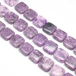 Natural Lilac Jade Beads Strands, Flat Slice Square Beads, 20x20x6mm, Hole: 1mm, about 20pcs/strand, 15.74 inch(G-L253-03)