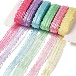 Polyester and Nylon Wavy Edged Ribbon Sets, for Bowknot Making, Gift Wrapping, Mixed Color, 3/8 inch(9~11mm), about 5.00 Yards(4.57m)/Bag(DIY-Z029-01F)