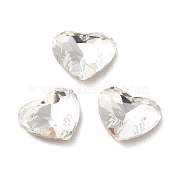 Glass Rhinestone Cabochons, Point Back & Back Plated, Faceted, Heart, Crystal, 7x8x3mm(RGLA-P037-03B-001)