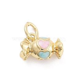 Rack Plating Brass Enamel Charms, Cadmium Free & Lead Free, Long-Lasting Plated, Real 18K Gold Plated, Candy, 7x11x5.5mm, Hole: 3mm(KK-G512-19D-G)