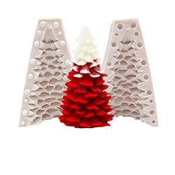 3D Christmas Tree DIY Candle Two Parts Silicone Molds, for Xmas Tree Scented Candle Making, Bisque, Assembled: 7x6.7x10.8cm, Inner Diameter: 5.6x9.5cm(CAND-B002-01A)