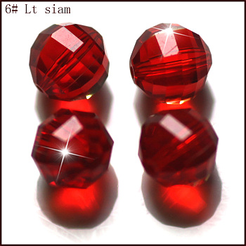 K9 Glass, Imitation Austrian Crystal Beads, Grade AAA, Faceted, Round, Red, 6mm, Hole: 0.7~0.9mm