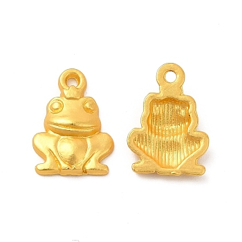 Rack Plating Alloy Charms, Lead Free & Cadmium Free & Nickel Free, Frog Charm, Matte Gold Color, 14.5x10x2mm, Hole: 1.2mm