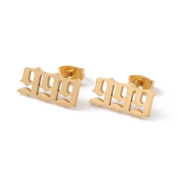 Angel Number Earrings, 304 Stainless Steel Stud Earrings for Women, Num.9, 7x15mm, Pin: 0.7mm