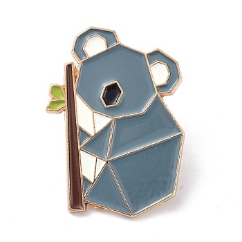 Origami Koala Enamel Pin, Alloy Enamel Brooch for Backpack Clothing, Golden, Steel Blue, 32x23x9.5mm