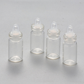 Glass Vials, with Plastic Plug, Wishing Bottles, for  Seed Beads Storage, Clear, 28~29x11mm, Hole: 3mm, Capacity: 1.5ml(0.05 fl. oz)