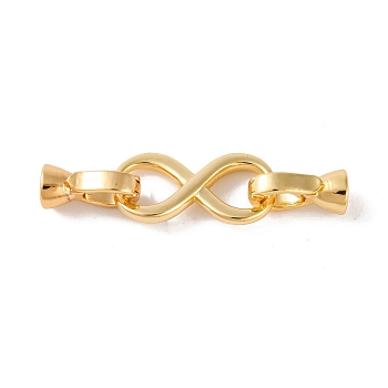 Brass Fold Over Clasps, Infinity, Real 18K Gold Plated, 38mm, Hole: 3.5mm