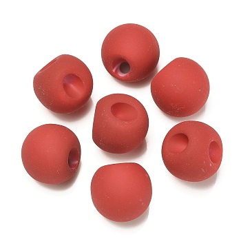 Rubberized Acrylic Beads, Round, Top Drilled, Indian Red, 18x18x18mm, Hole: 3mm
