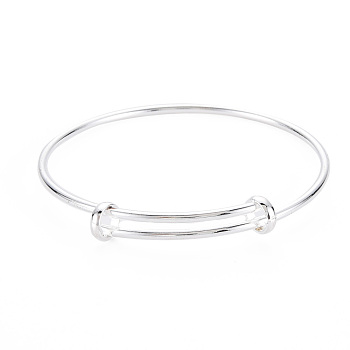 Electrophoresis Iron Expandable Bangle Making, Adjustable Wire Blank Bracelet for DIY Jewelry Making, Long-Lasting Plated, Silver, 0.2cm, Inner Diameter: 2-3/8 inch(5.9cm)