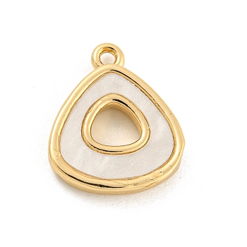 Brass Pendants, with Acrylic Loops, Triangle, Light Gold, 14.5x12x2.5mm, Hole: 1.2mm