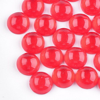 Translucent Resin Cabochons, Half Round/Dome, Red, 12x5.5mm