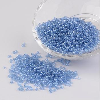 Round Glass Seed Beads, Trans. Colours Lustered, Lavender, Size: about 2mm in diameter, hole: 1mm, about 3306pcs/50g