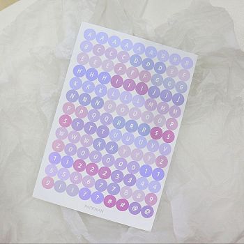 Paper Self-Adhesive Letter Decorative Stickers, Round Dot Letter A~Z Number 0~9 Decals for Party Decorative Presents, Lilac, 180x120mm