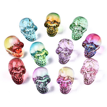 K9 Glass Display Decorations, Skull, for Halloween, Mixed Style, Mixed Color, 22x18x26mm