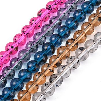 Glass Beads Strands, Spray Painted, Round, Mixed Color, 8mm, Hole: 1mm, 15 inch