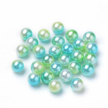 Rainbow Acrylic Imitation Pearl Beads, Gradient Mermaid Pearl Beads, No Hole, Round, Green Yellow, 5mm, about 5000pcs/bag