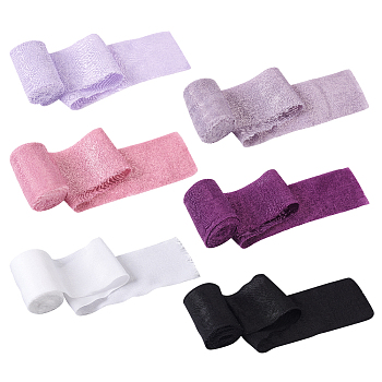 6 Rolls 6 Colors Polyester Ribbons, Raw Edges, Mixed Color, 2 inch(50mm), about 3 yards/roll, 1 roll/color
