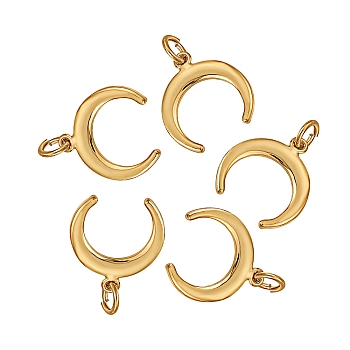 5Pcs Brass Pendants, Cadmium Free & Lead Free, Long-Lasting Plated, Double Horn/Crescent Moon, Real 18K Gold Plated, 15.5x14x1mm, Hole: 3.5mm