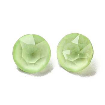 Glass Rhinestone Cabochons, Point Back & Back Plated, Faceted, Round, Chrysolite, 6x4.5mm