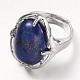Adjustable Oval Gemstone Wide Band Rings(RJEW-L062-01H)-2