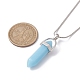 Bullet Shape Synthetic Luminous Stone Pendant Necklace with Brass Snake Chains(NJEW-JN04601)-4
