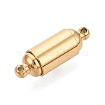 304 Stainless Steel Magnetic Clasps, Tube, Ion Plating(IP), Real 18K Gold Plated, 22.5x7.5mm, Hole: 1.4~1.5mm(STAS-N127-02C-G)