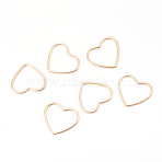 Brass Linking Rings, Cadmium Free & Nickel Free & Lead Free, Heart, Real 18K Gold Plated, 42x50x1mm(KK-R037-207-G)