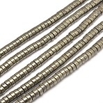 Flat Round/Disc Natural Pyrite Beads Strands, Heishi Beads, 6x4mm, Hole: 1mm, about 103pcs/strand, 15 inch(G-I126-23-6x4mm)