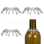 4Pcs Brass Glass Rhinestone Wine Bottle Charms Decoration, Platinum, Perimeter: 120mm(HJEW-OC00171)