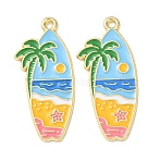 Ocean Alloy Enamel Pendants, Golden, Surfboard Charms, 35x15x1mm, Hole: 2mm(ENAM-B041-01T)