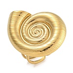 304 Stainless Steel Ring for Women, Conch, Golden, 29x24mm,US Size 6(16.5mm)(RJEW-U014-03G)