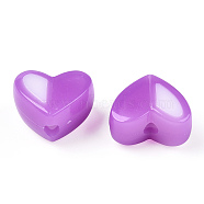 Two Tone Opaque Acrylic Beads, Imitation Jelly, Heart, Medium Orchid, 14x16.5x9.5mm, Hole: 2.8mm, about 349pcs/500g(SACR-I005-05D-05)
