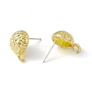 Rack Plating Alloy Stud Earring Findings, with 925 Sterling Silver Pins and Vertical Loops, Cadmium Free & Lead Free, Half Round, Light Gold, 15x11x5.5mm, Hole: 2mm, Pin: 0.6mm(FIND-I030-11LG)
