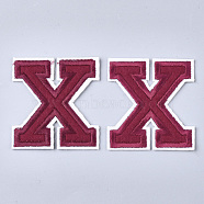 Computerized Embroidery Cloth Iron On Patches, Costume Accessories, Appliques, Letter, Letter.X, 55x51x1.5mm(X-FIND-T030-064-X)
