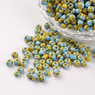 8/0 Opaque Colours Seep Glass Beads, Round Seed Beads, Sky Blue, 2.5~3x2~3mm, Hole: 0.8mm, about 1666pcs/50g(X-SEED-M007-05)