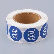 Paper Self-Adhesive Clothing Size Labels, for Clothes, Size Tags, Round with Size XXXL, Blue, 25mm, 500pcs/roll(DIY-A006-B07)