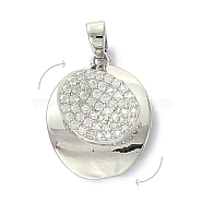 Brass Micro Pave Clear Cubic Zirconia Pendants, Rotatable, Oval, Platinum, 19.5x15x10mm, Hole: 4x2.5mm(ZIRC-I055-06P)
