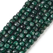 Natural Malachite Beads Strands, Faceted, Cube, 3.5~4.5x3.5~4x3.5mm, Hole: 0.6mm, about 103~106pcs/strand, 15.55'~15.75''(39.5~40cm)(G-H042-A50-02)