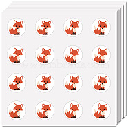 8Pcs Plastic Waterproof Self-Adhesive Picture Stickers, Round Dot Cartoon Decals for Kid's Art Craft, Fox, 150x150mm, Sticker: 25mm, 8 pcs/set(DIY-WH0428-159)