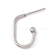304 Stainless Steel Oval Stud Earrings, Half Hoop Earrings for Women, Stainless Steel Color, 18.5x11.5x3mm, Pin: 0.7mm(STAS-P307-01P)