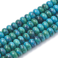 Natural Ocean white Jade Beads Strands, Spray Painted, Rondelle, Dark Turquoise, 8~8.5x5mm, Hole: 1mm, about 78pcs/strand, 15.7 inch(G-R169-8x5mm-18)