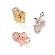Dummy Pacifier Brass Micro Pave Cubic Zirconia Charms, Mixed Color, 13x8mm, Hole: 2mm(ZIRC-K016-03M)