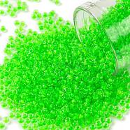 TOHO Round Seed Beads, Japanese Seed Beads, (805F) Frosted Luminous Neon Green, 11/0, 2.2mm, Hole: 0.8mm, about 3000pcs/10g(X-SEED-TR11-0805F)