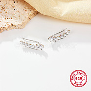 Rhodium Plated 925 Sterling Silver Rhinestone Dangle Earrings, Platinum, 25mm(ER5888)