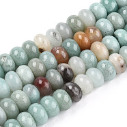 Natural Flower Amazonite Bead Strands, Rondelle, 8x5mm, Hole: 1mm, about 75pcs/strand, 14.9 inch(X-G-R408-5x8-04)