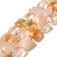 Natural Citrine Beads Strands, Faceted, Square, 9~10.5x10~10.5x6mm, Hole: 1mm, about 18~20pcs/strand, 7.09~7.68 inch (18~19.5cm)(G-C109-A11-01)